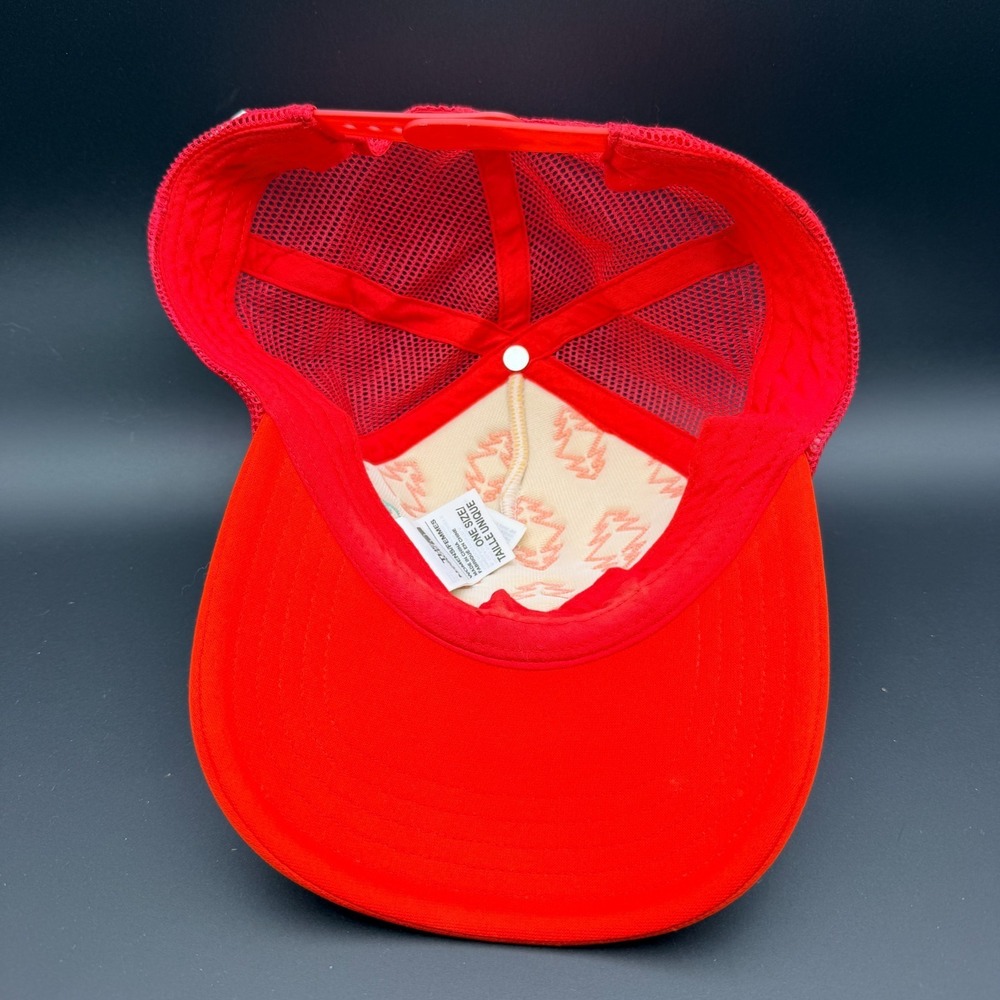 The North Face Trucker Cap Womens One Size Red Cream Mesh Pine Tree Snapback Hat - Picture 7 of 11